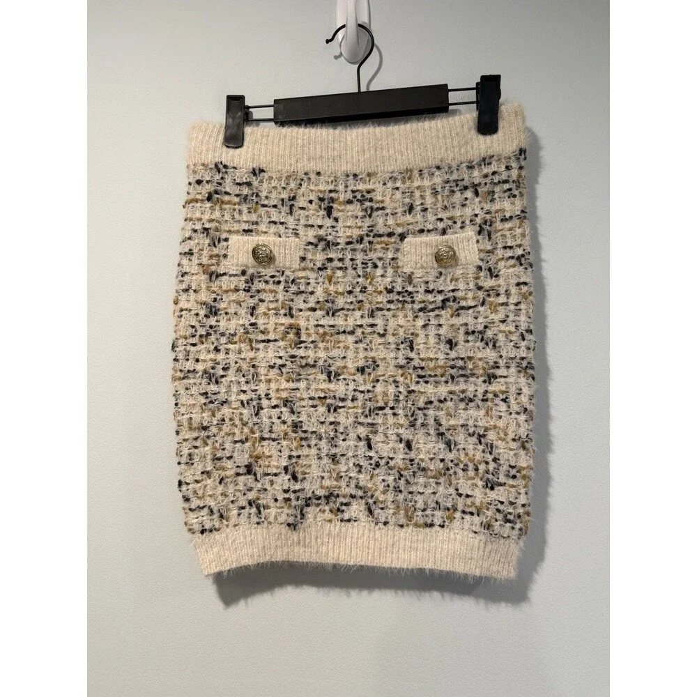 NEW Freshman1996 Knit Skirt Small Knit Fuzzy Quiet Luxury Academia Old Money